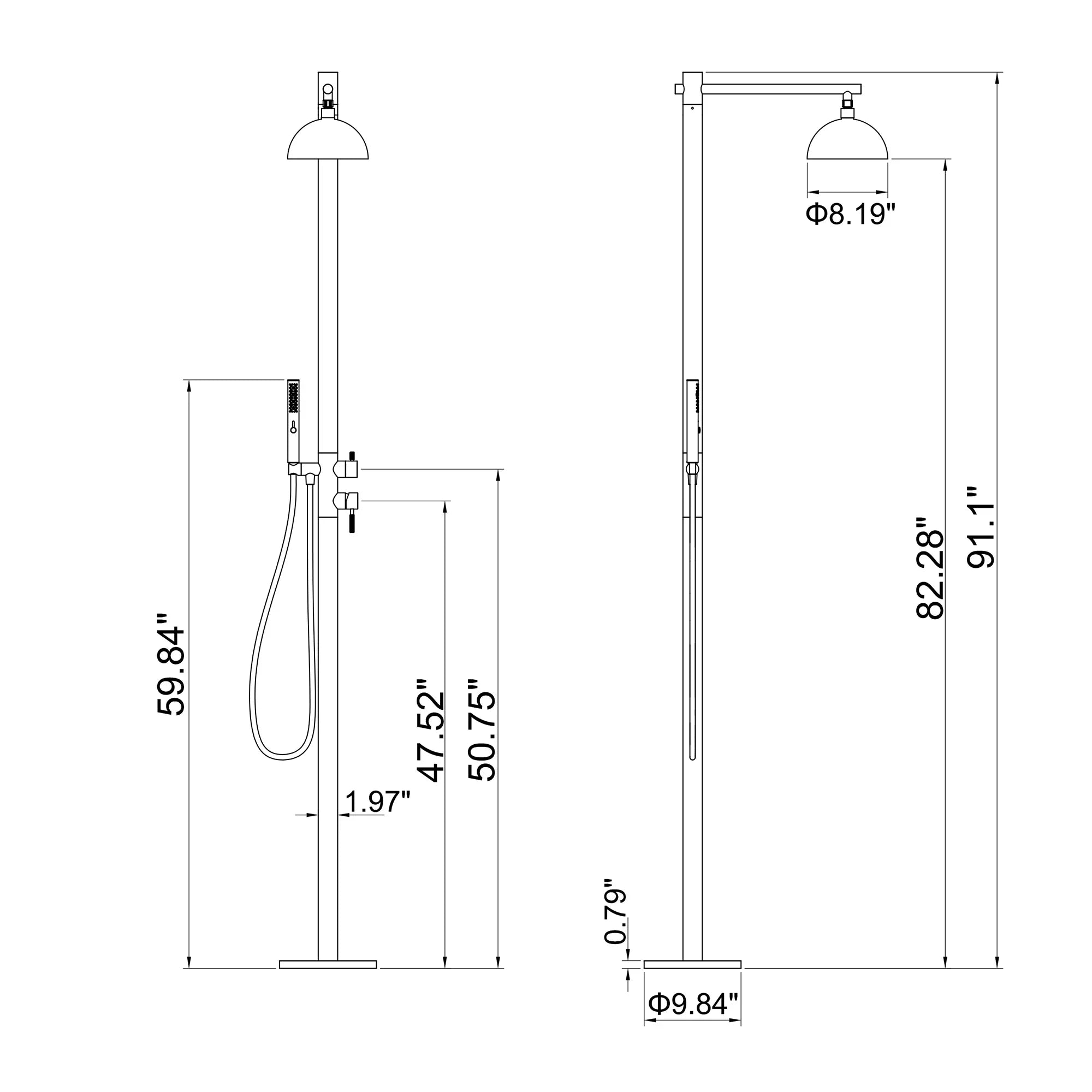 Dome Freestanding Outdoor Shower – Brushed