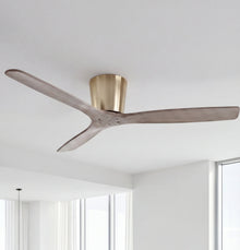 Anemos Wooden-Blade Flush Mount Fan 54" - Brass