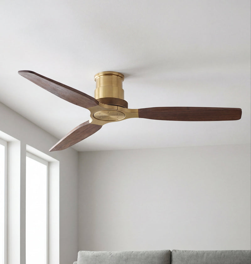 Louise Flush Ceiling Fan 56" · Solid Wood Blades · No Light