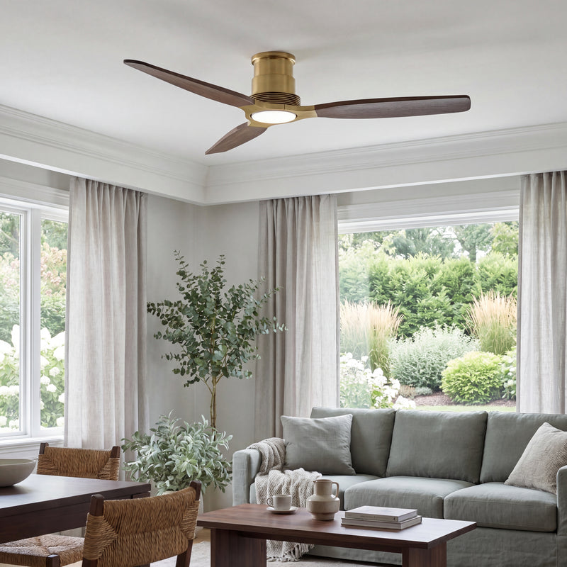 Louise Flush Ceiling Fan 56" · Solid Wood Blades