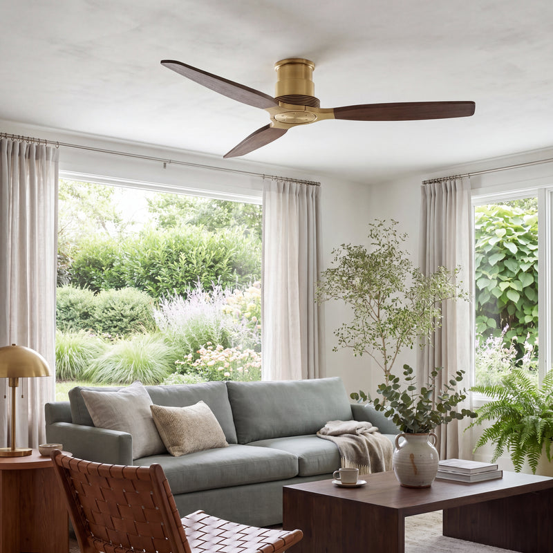 Louise Flush Ceiling Fan 56" · Solid Wood Blades · No Light
