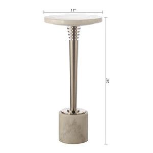 White Marble & Metal Table with Pedestal Base - ParrotUncle